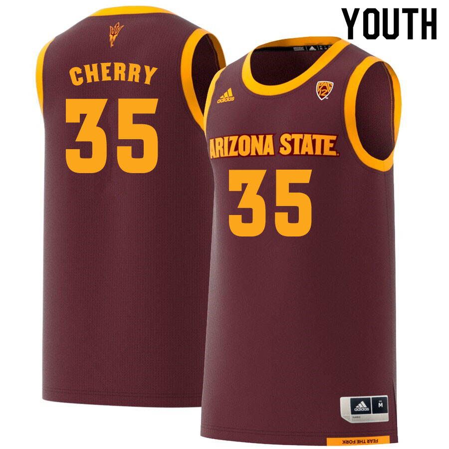 Youth #35 Taeshon Cherry Arizona State Sun Devils College Basketball Jerseys Sale-Maroon